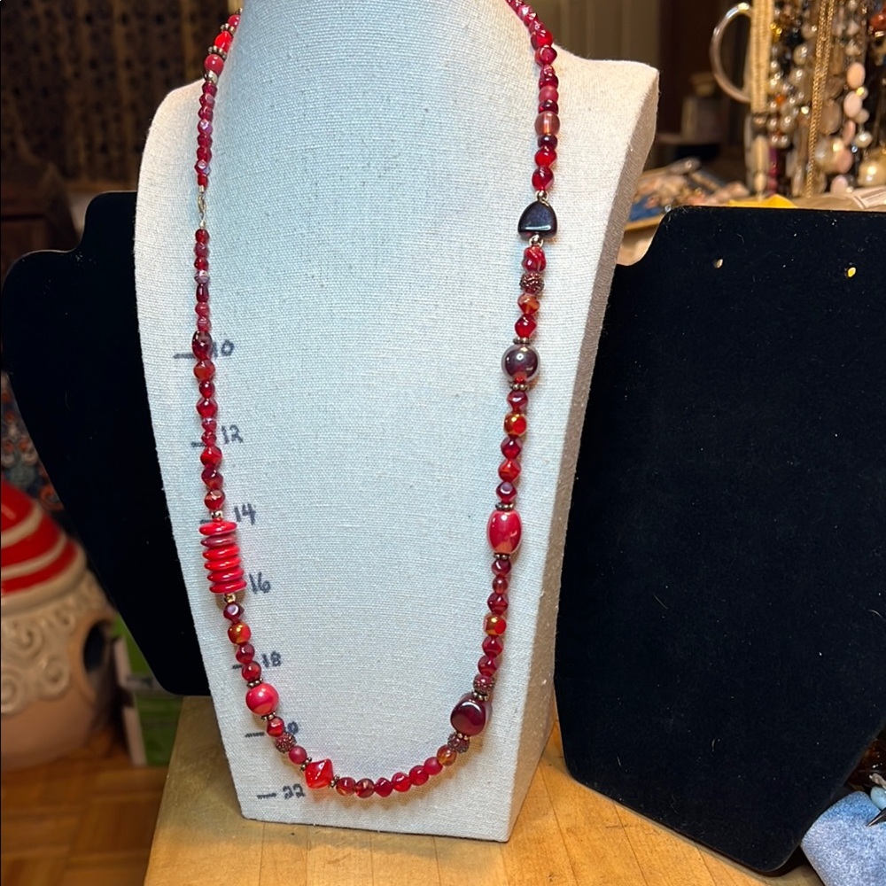 Elegant Red Beaded Necklace